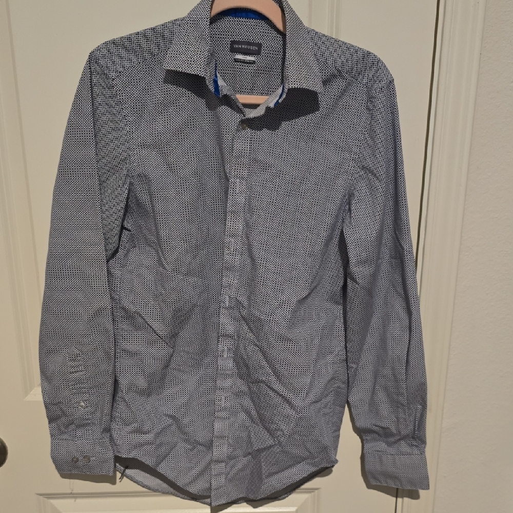 Van Heusen Men's Blue Microdot Stretch Dress Shirt